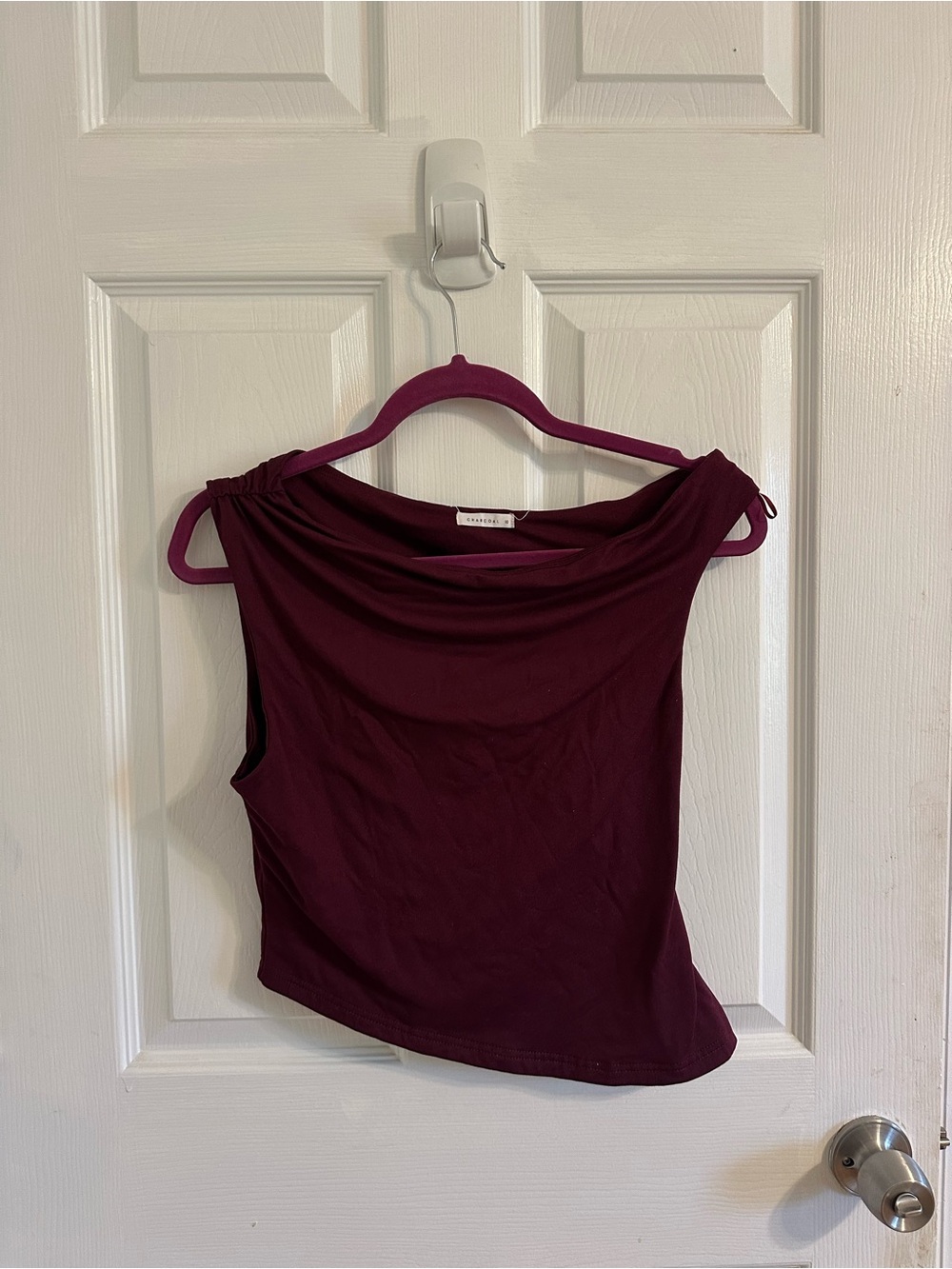 Asymmetrical Burgundy Top- Charcol